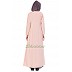 Double layered abaya with embroidery- Pink-Grey